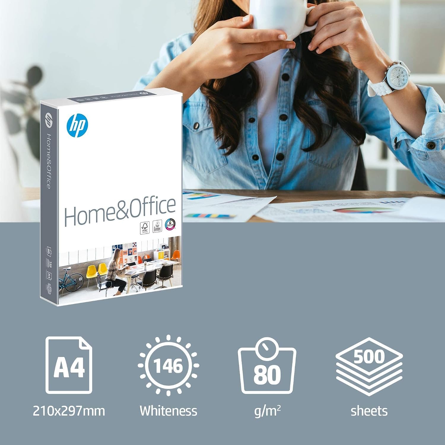 HP Home and Office A4 White 5 Packs of 500 Sheets – Bild 3