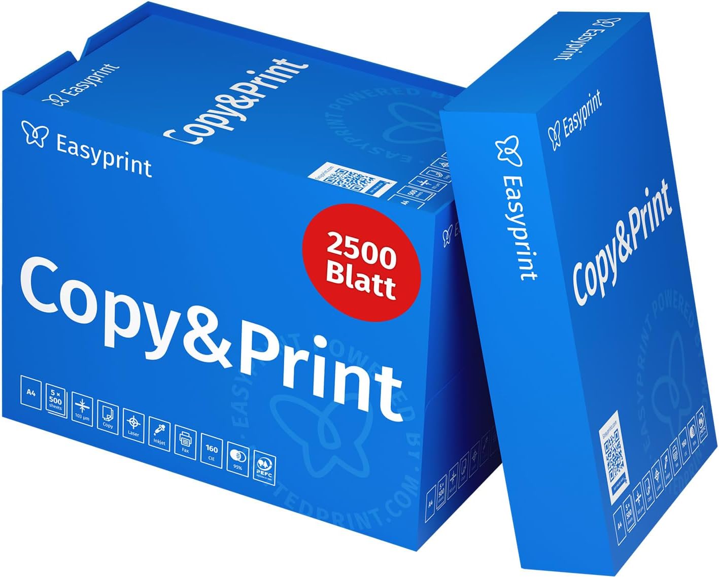Easyprint Printer Paper Copier Paper 2500 Sheets 5 x 500 A4 Premium Brilliant White CIE 160 PEFC Certified