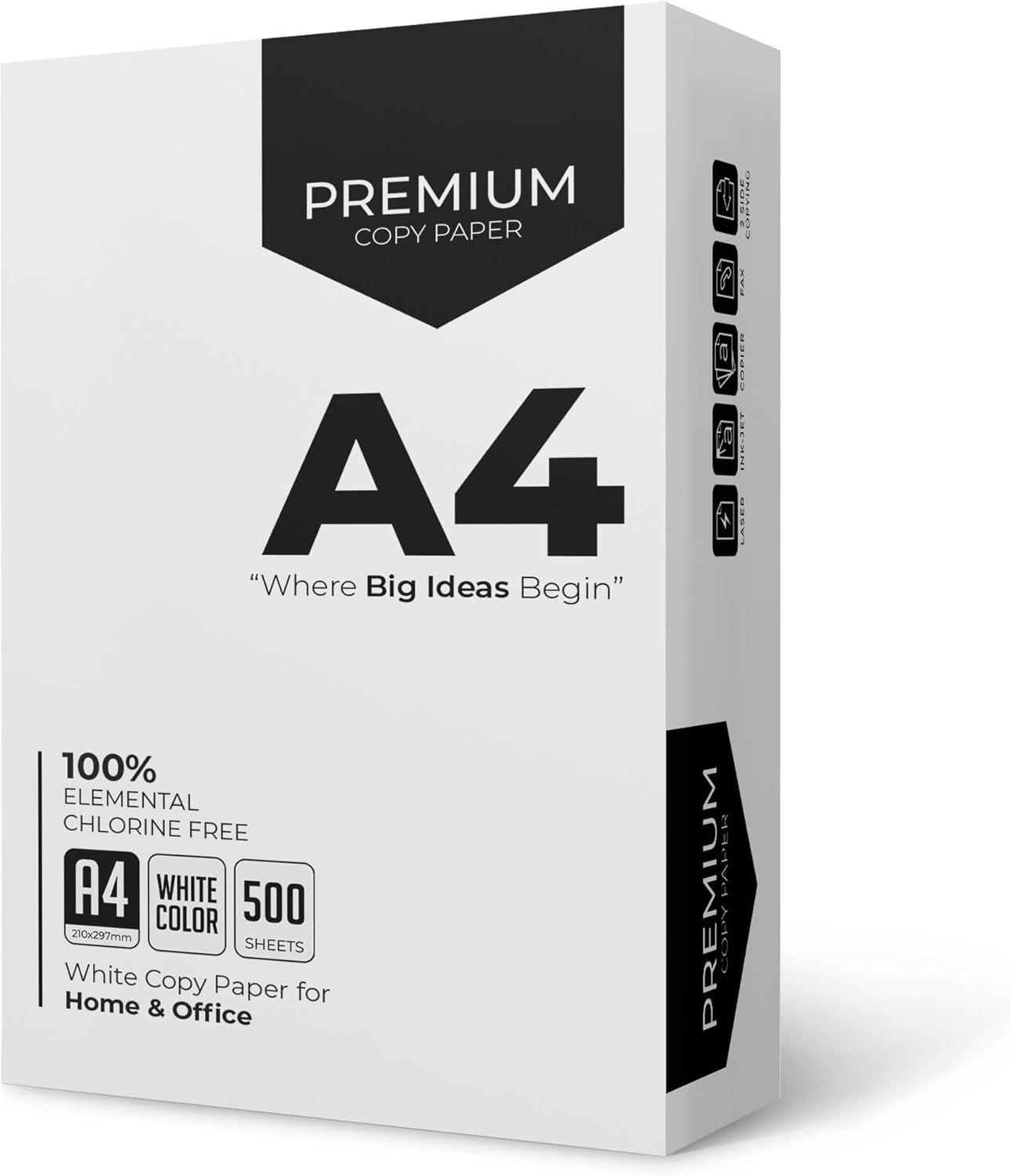 A4 Printer Paper, 500 Sheets, White Paper A4, Compatible with Inkjet, Laser Printers and Copiers, Versatile, Ideal for Home and Office Use (1 Pack)