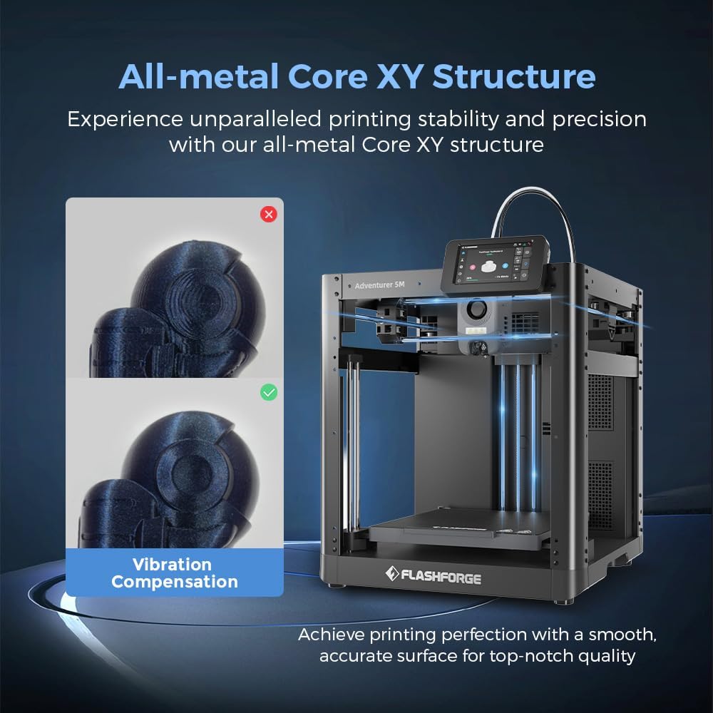 FLASHFORGE Adventurer 5M 3D Printer Offers a Max Print Speed of 600 mm/s, Automatic Levelling, FDM 3D Printer Core XY Structure, Quick Removable 280°C Nozzle, Print Size 220 x 220 x 220 mm – Bild 6