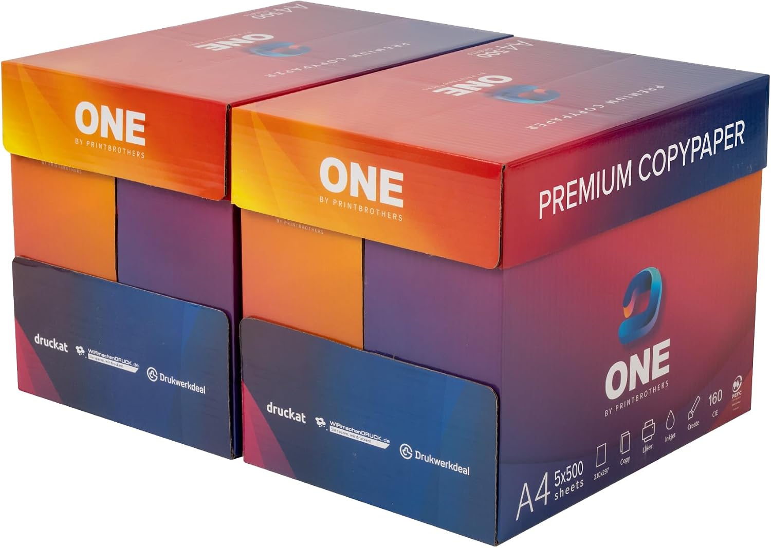 ONE Printer Paper A4 Copier Paper DIN A4 5,000 Sheets 2 Boxes