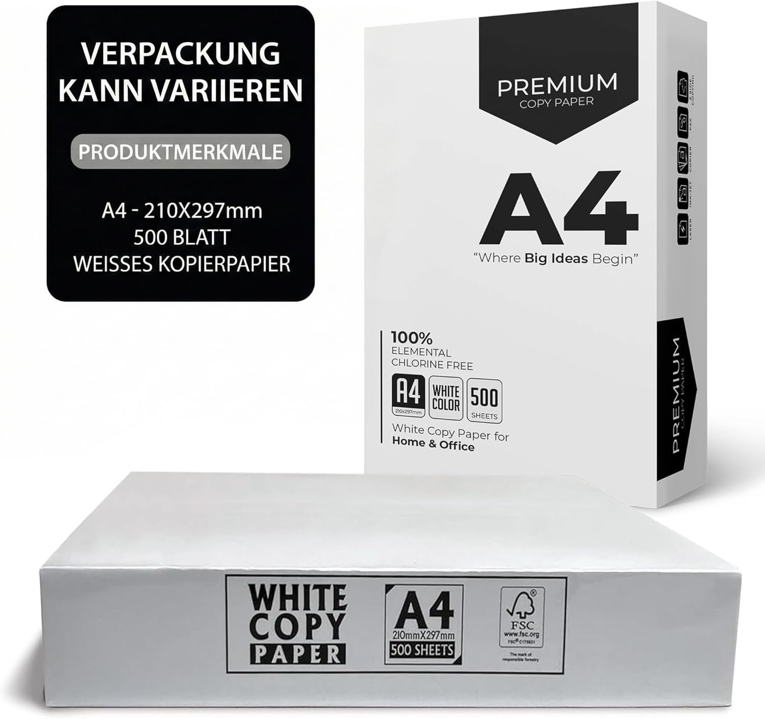 A4 Printer Paper, 500 Sheets, White Paper A4, Compatible with Inkjet, Laser Printers and Copiers, Versatile, Ideal for Home and Office Use (1 Pack) – Bild 4