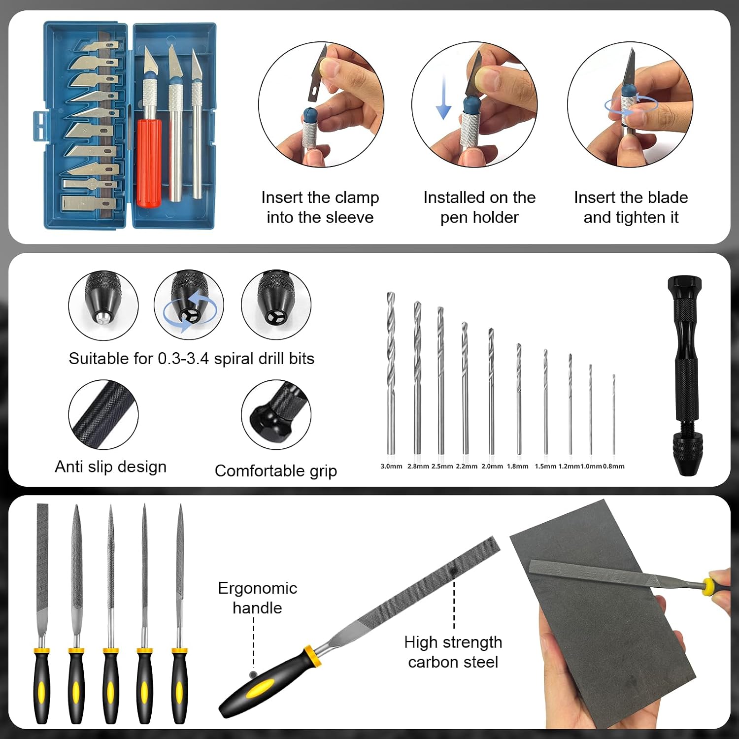 221 Pieces 3D Printer Accessory Kit, 3D Printer Accessories Bring Tool Box Includes Deburring Tool, Suitable for 3D Printing Disassembly, Cleaning and Precision Machining of Tool Boxes – Bild 5