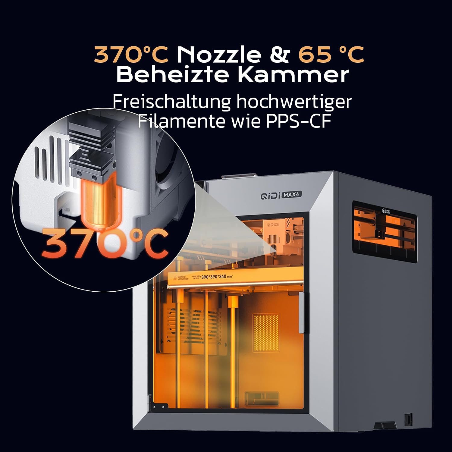 QIDI MAX4 Combo 3D Printer with QIDI Box, 390 x 390 x 340 mm Large Volume – Bild 4