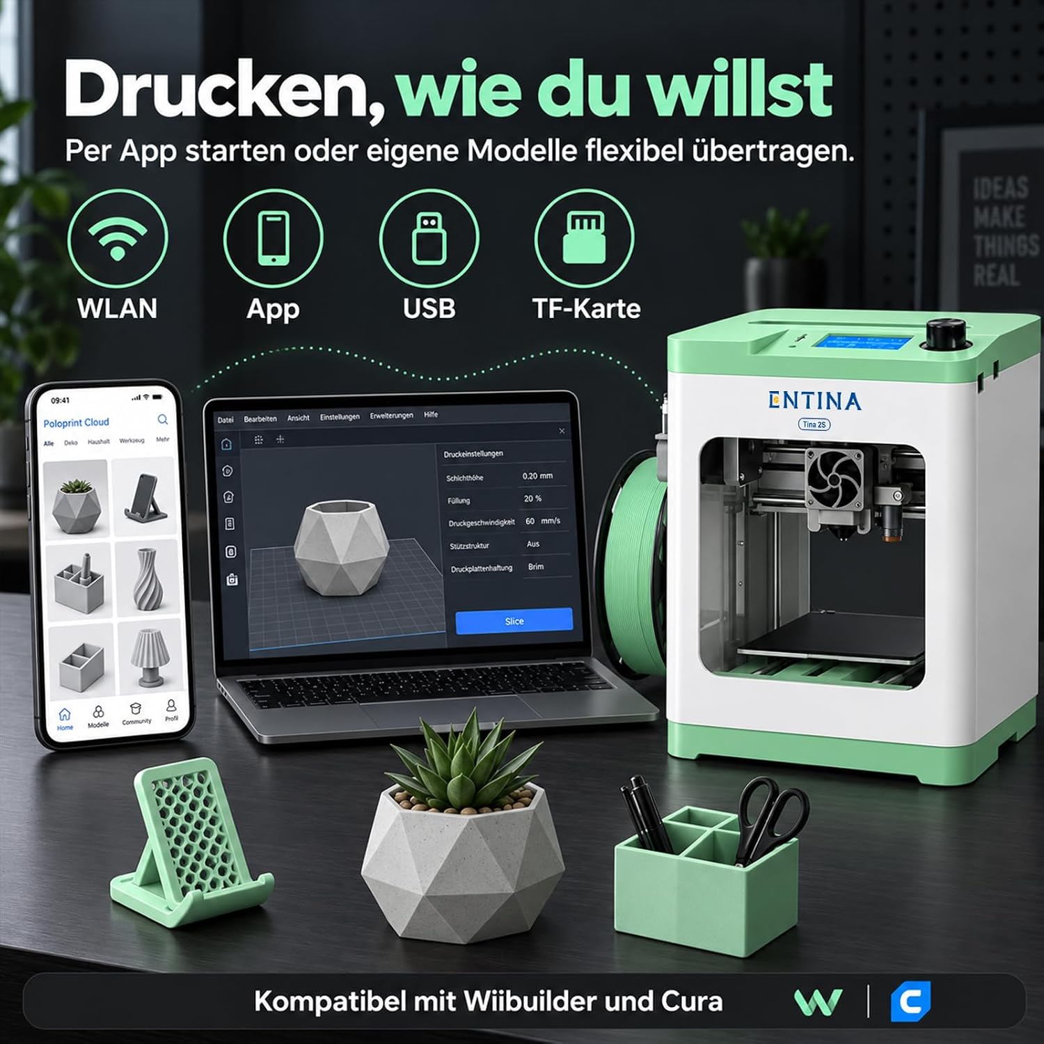 ENTINA Tina2S 3D Printer, Mini WLAN 3D Printer for Beginners, Pre-Assembled – Bild 5
