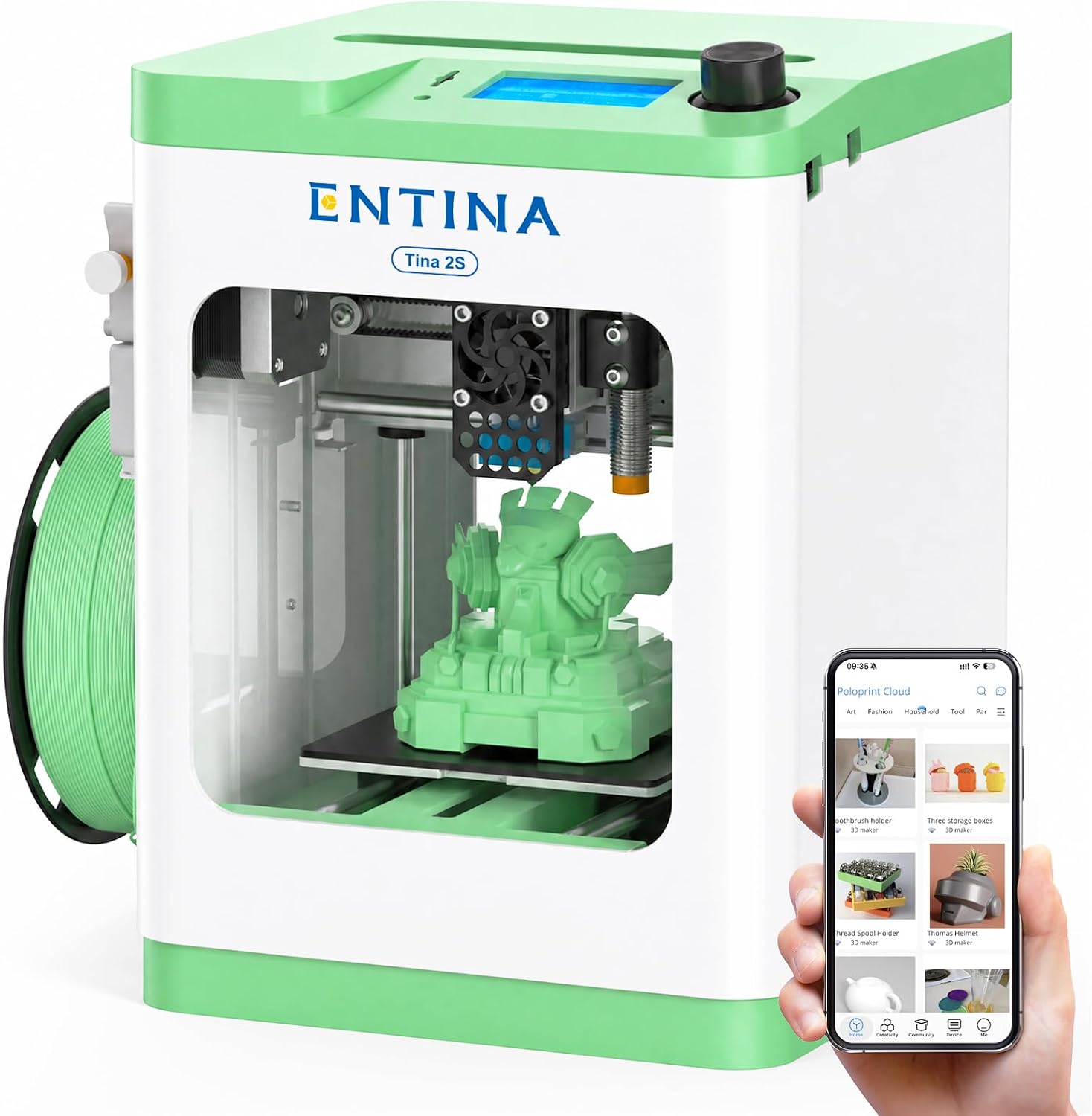 ENTINA Tina2S 3D Printer, Mini WLAN 3D Printer for Beginners, Pre-Assembled