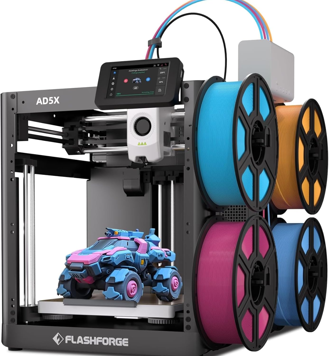 Flashforge Adventurer 5 x 3D Printer with Multicoloured Printing, Adjustable with IFS, AD5X 3D Printer for Multiple Materials, Fully Automatic Levelling, Maximum Speed: 600 mm/s, Supports PETG CF