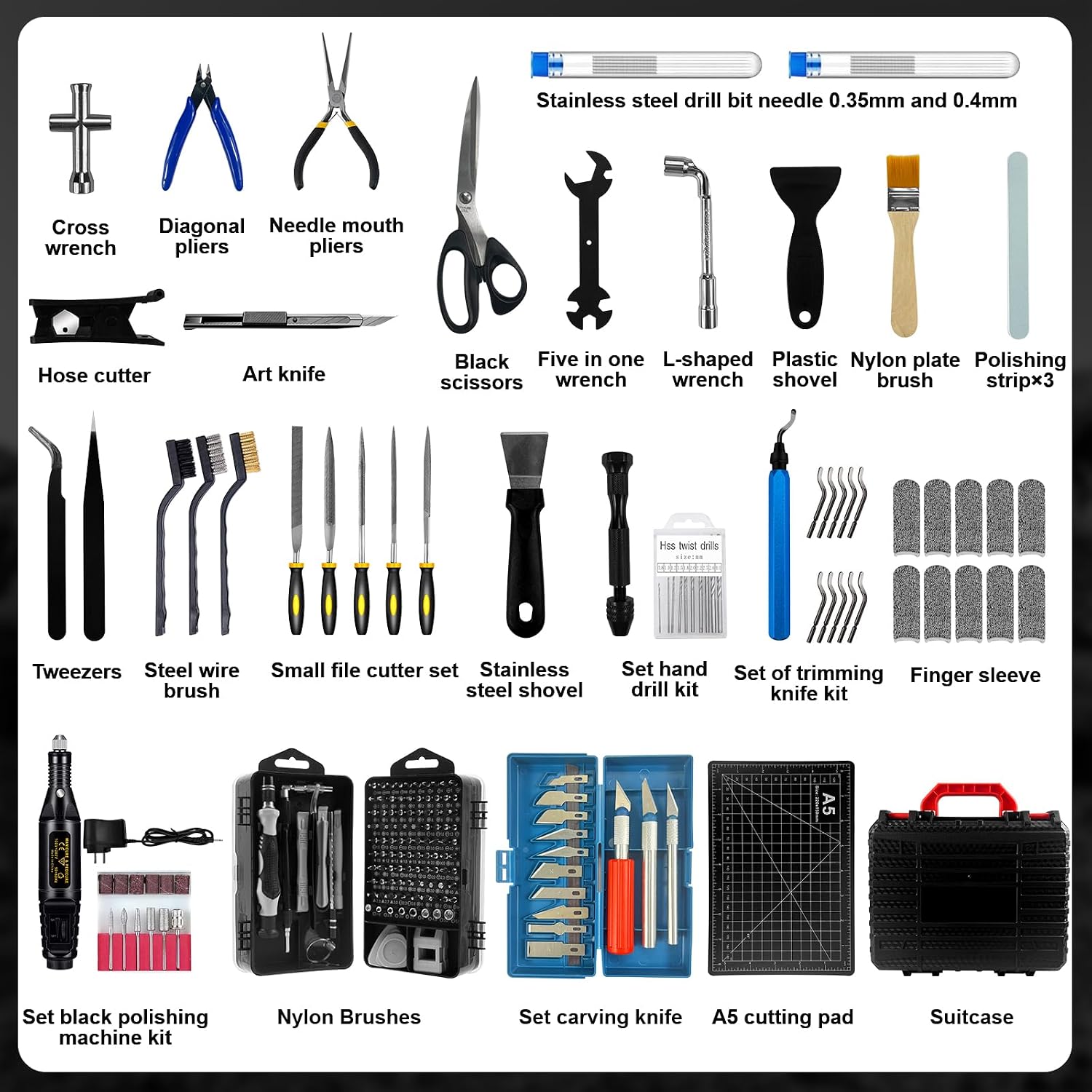 221 Pieces 3D Printer Accessory Kit, 3D Printer Accessories Bring Tool Box Includes Deburring Tool, Suitable for 3D Printing Disassembly, Cleaning and Precision Machining of Tool Boxes – Bild 8