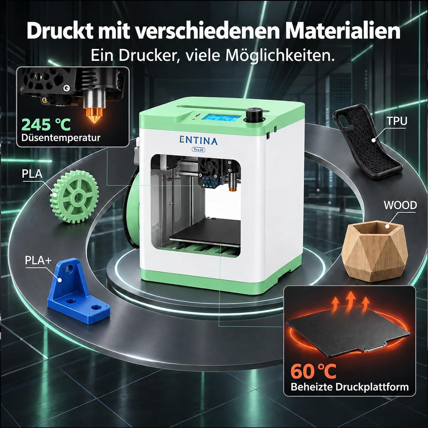 ENTINA Tina2S 3D Printer, Mini WLAN 3D Printer for Beginners, Pre-Assembled – Bild 6