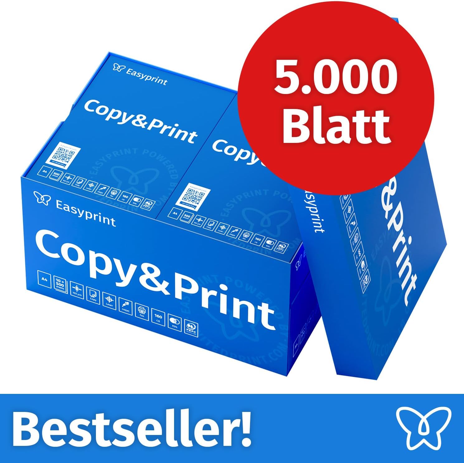 Easyprint Printer Paper Copier Paper 5000 Sheets 10 x 500 A4 Premium Brilliant White CIE 160 PEFC Certified – Bild 2