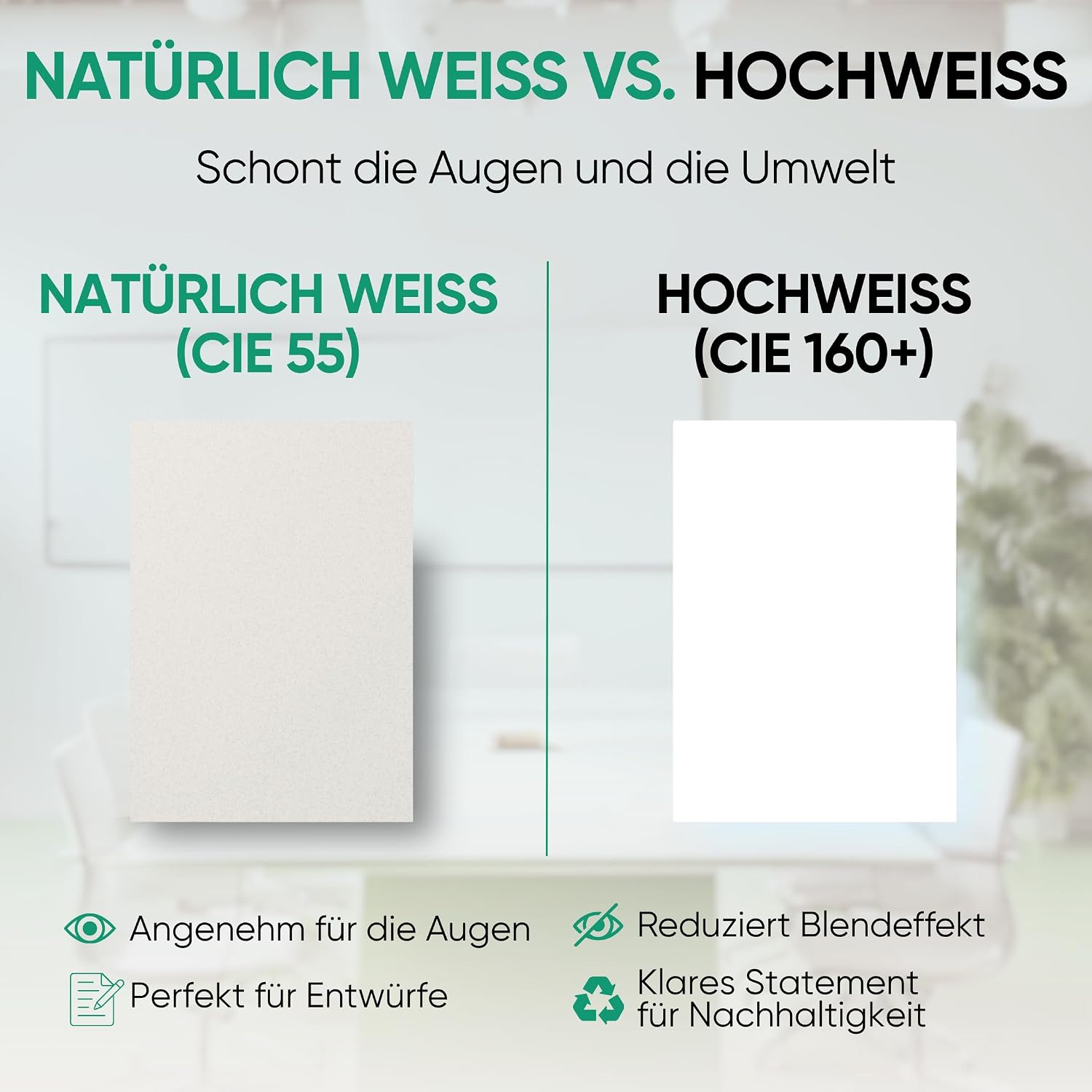 Steinbeis No. 1 Printer Paper - 2500 (5 x 500) Sheets DIN A4 Recycled Paper 80gsm White & Chlorine-Free High Quality Copier Paper ISO 70/CIE 55 – Bild 3