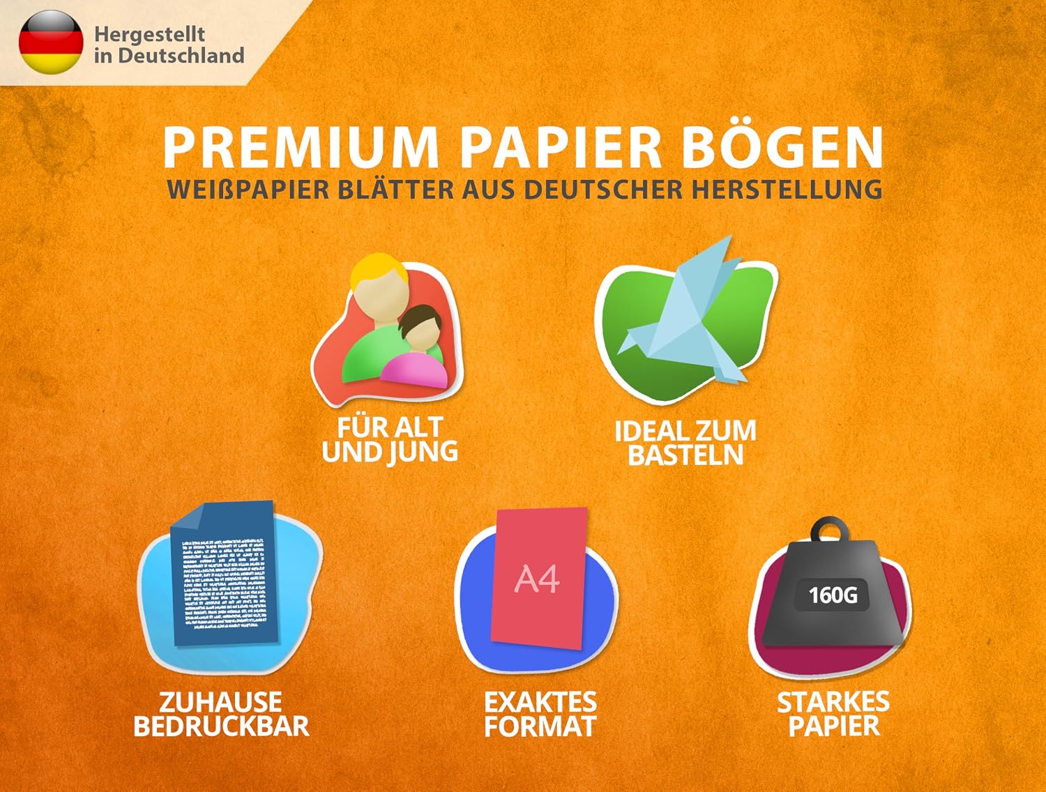 100 Sheets White Printer Paper 160 g/m² - Premium Paper Pure White DIN A4 – Bild 3